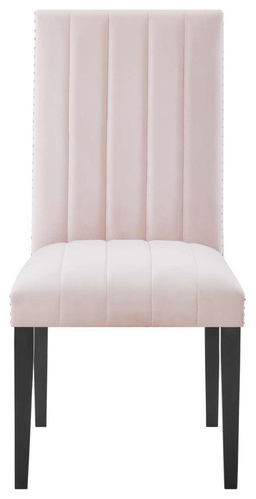 Dining Chair, Nailhead, Set of 2, Pink, Velvet, Modern, Cafe Bistro Hospitality