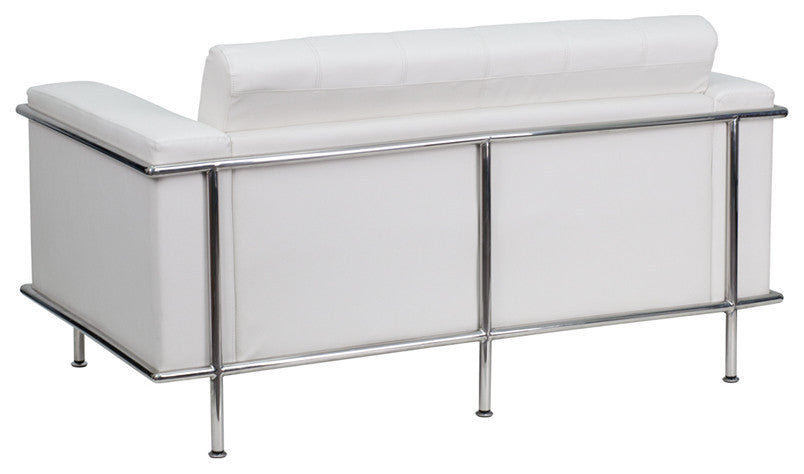 Lesley Series Melrose White LeatherSoft Loveseat with Encasing Frame