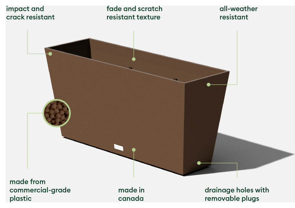 Midori Trough Planter, Espresso, 31 Inch, 2 Pack