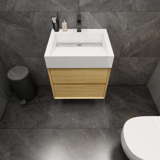 MAX 24" Floating Bath Vanity With Acrylic Sink, Teak Oak