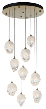 Chrysalis 9-Light Small Crystal Pendant Modern Brass Finish- Long, White Crystal
