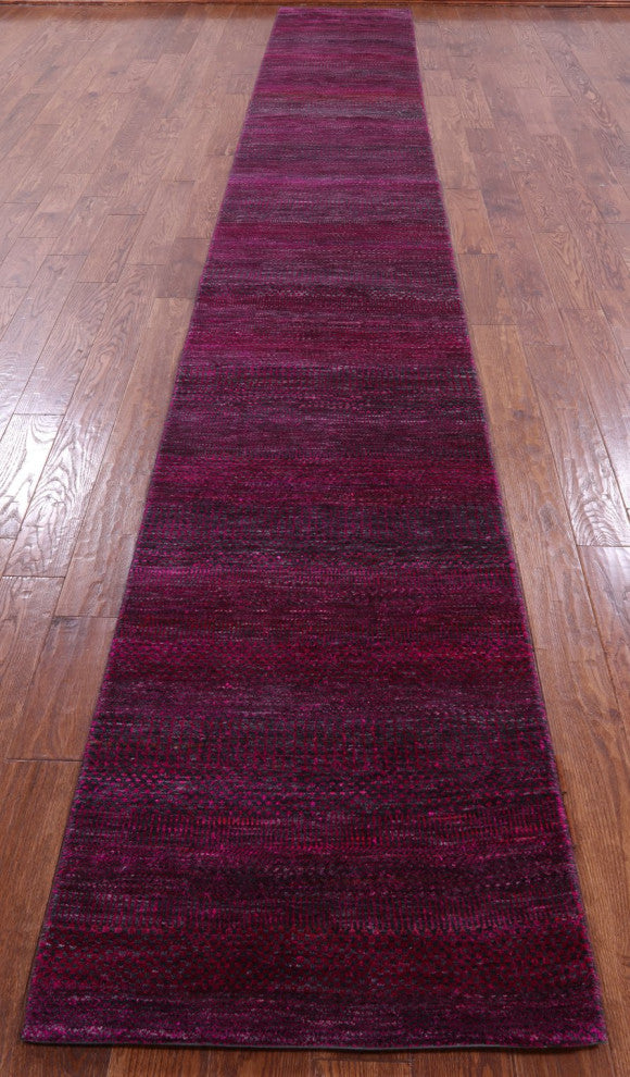 Super Savannah Gabbeh Wool and Silk Handmade Runner Rug 2' 6" X 18' 3" Q6885