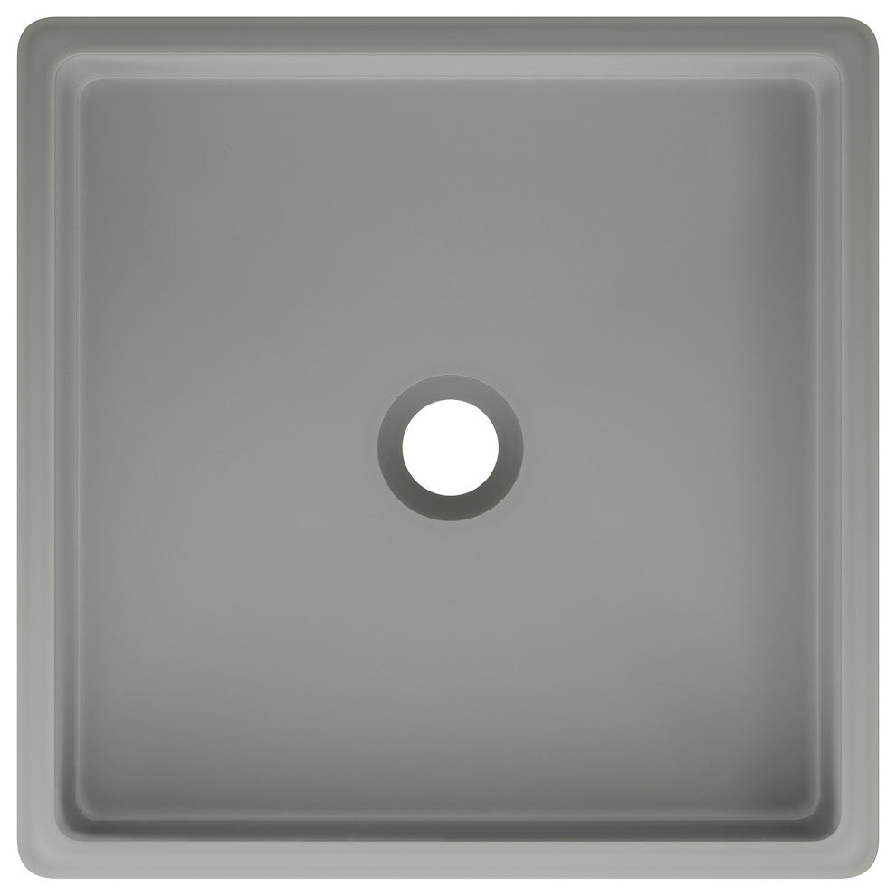Lisse 15" Square Concrete Vessel Bathroom Sink, Dark Gray