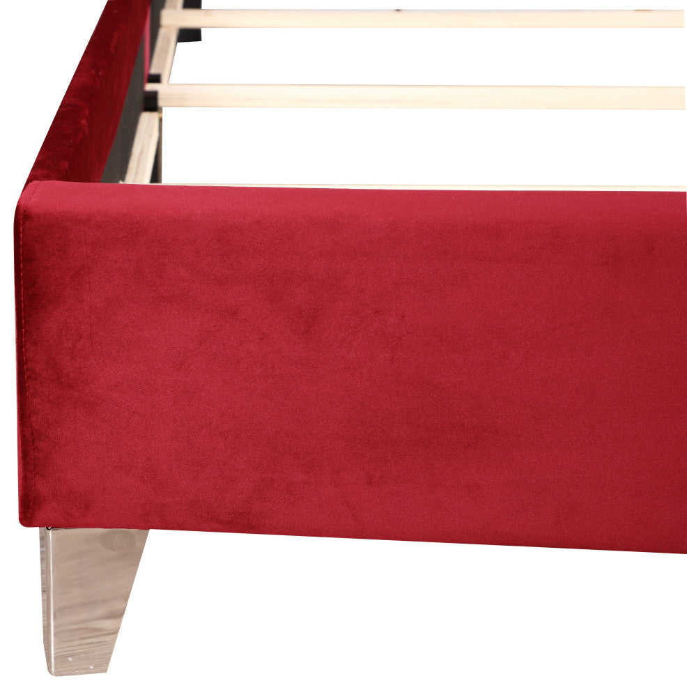 Chester Upholstered Velvet Bed, Cherry, Full