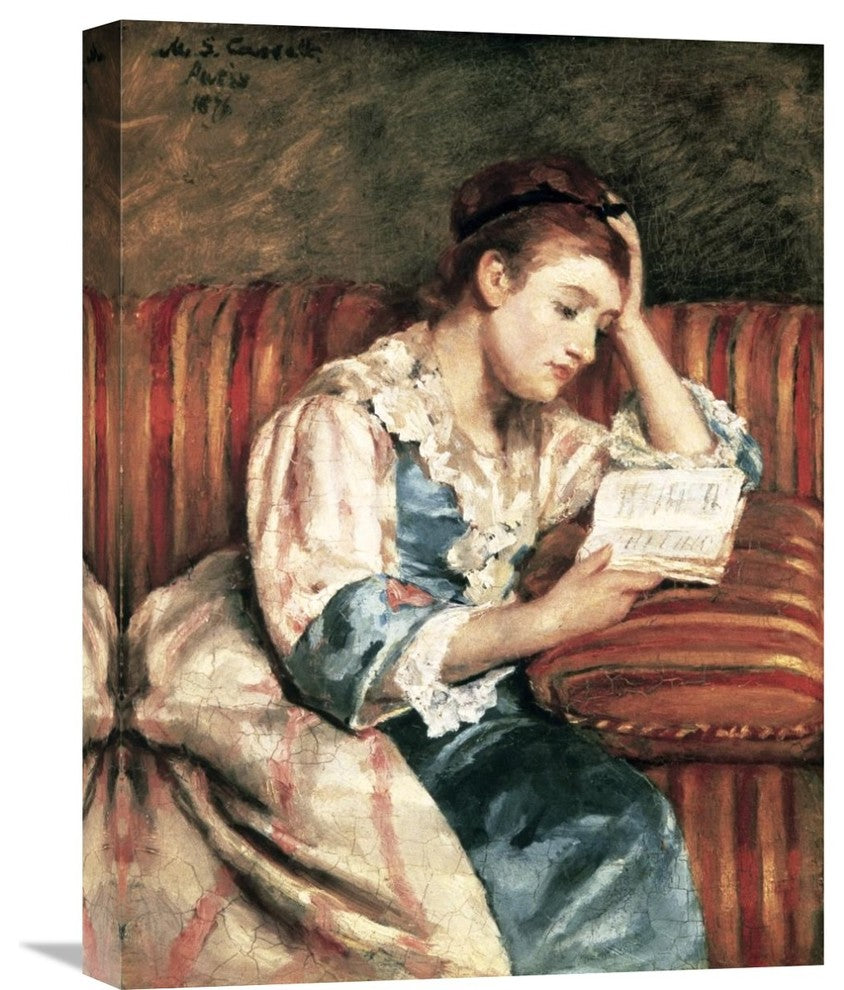 "Young Woman Reading" Stretched Canvas Giclee by Mary Cassatt, 17"x22"