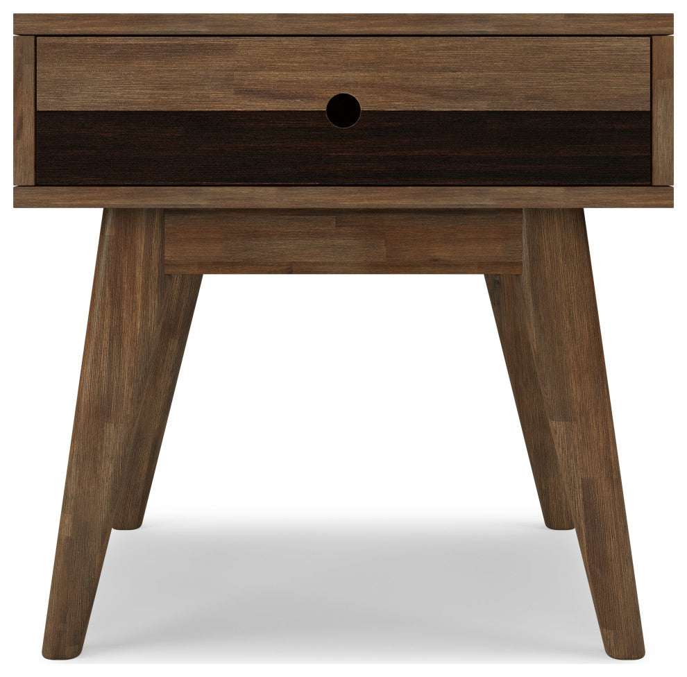 Clarkson Solid Acacia Wood End Table, Rustic Natural Aged Brown