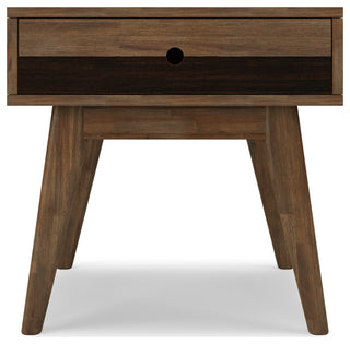 Clarkson Solid Acacia Wood End Table, Rustic Natural Aged Brown