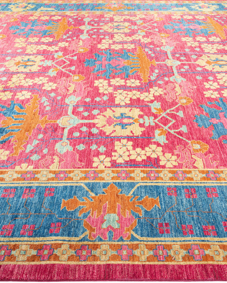 Arts and Crafts, One-of-a-Kind Hand-Knotted Area Rug Purple, 10'0"x13'7"
