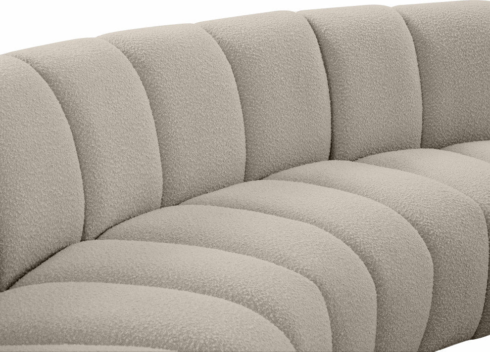 Infinity Boucle Fabric Upholstered 8-Piece S-Shaped Modular Sectional, Brown