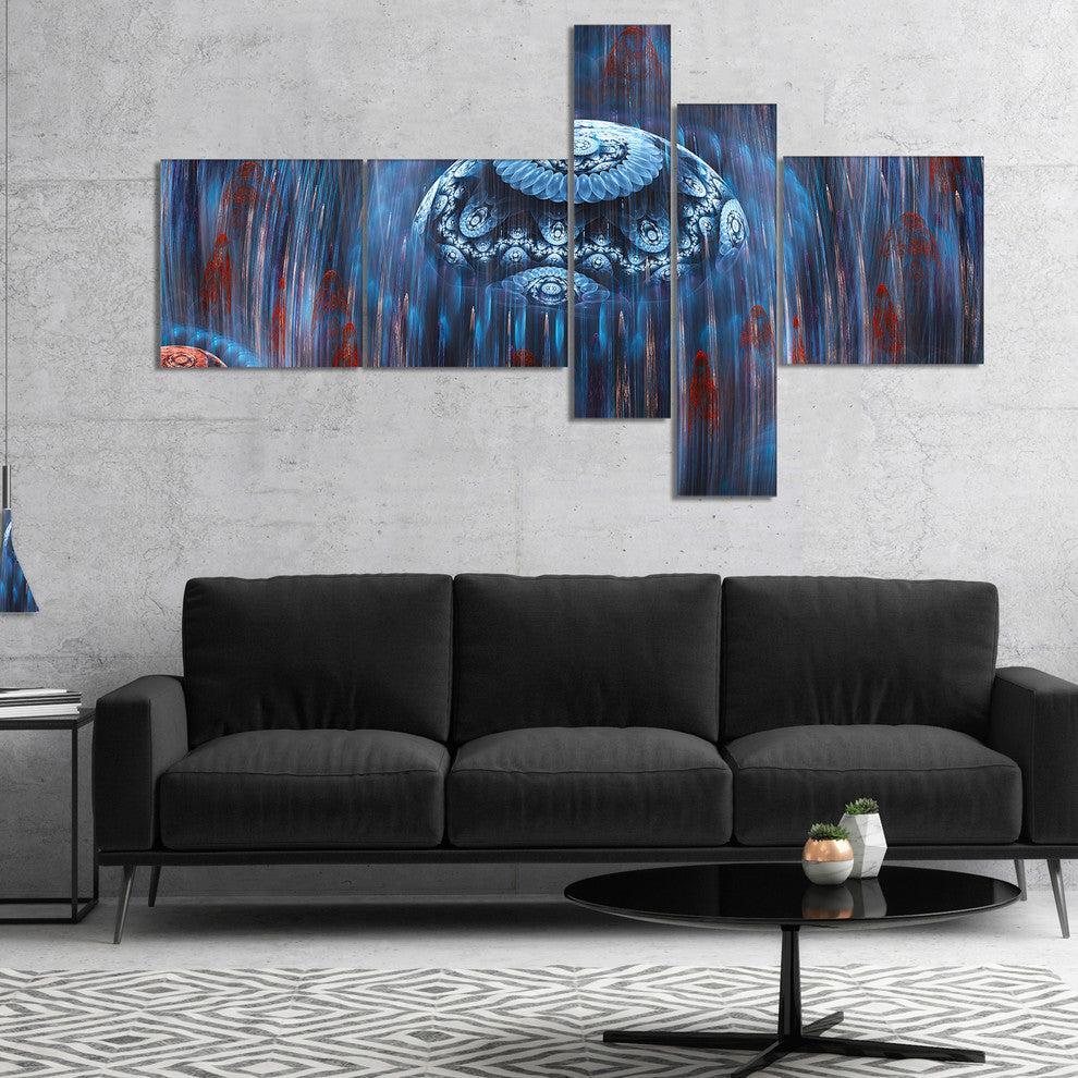 Blue World of Infinite Universe, Abstract Canvas Art Print, 60"x32", 5 panels