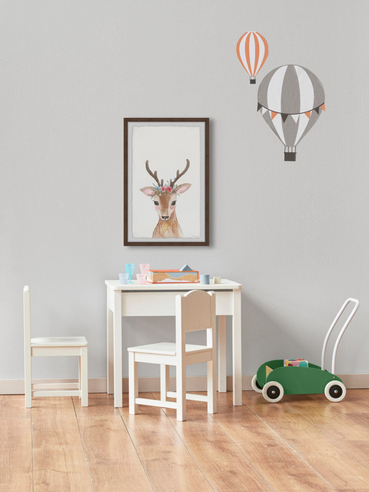 "Deer With Flower Crown" Framed Painting Print, 24x36