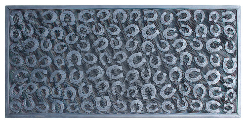 A1HC Good Luck Horseshoe Design Black 30"X60" Rubber Pin Non-Slip Doormat