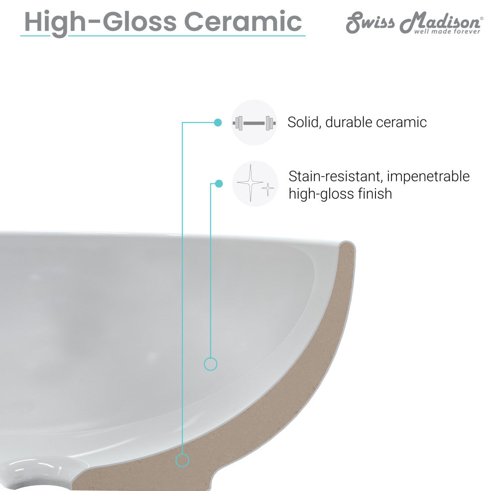 Sublime Pedestal Bathroom Sink Rectangular with Single Faucet Hole