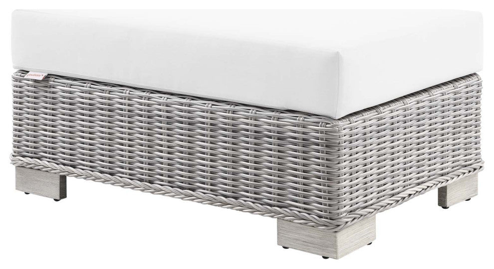 Lounge Sectional Sofa Chair Set, Rattan, Wicker, Gray White, Outdoor