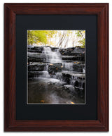 'Waterfall at Lake View' Matted Framed Canvas Art by Kurt Shaffer