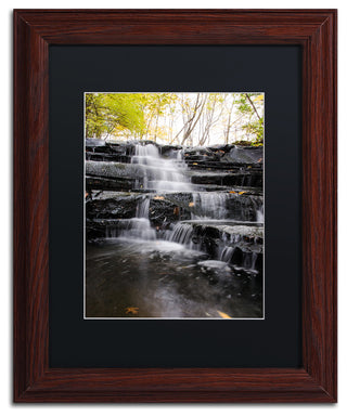 'Waterfall at Lake View' Matted Framed Canvas Art by Kurt Shaffer