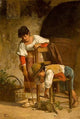 Peasants with a Cat - Gallery Wrapped Canvas Art 28" x 42"