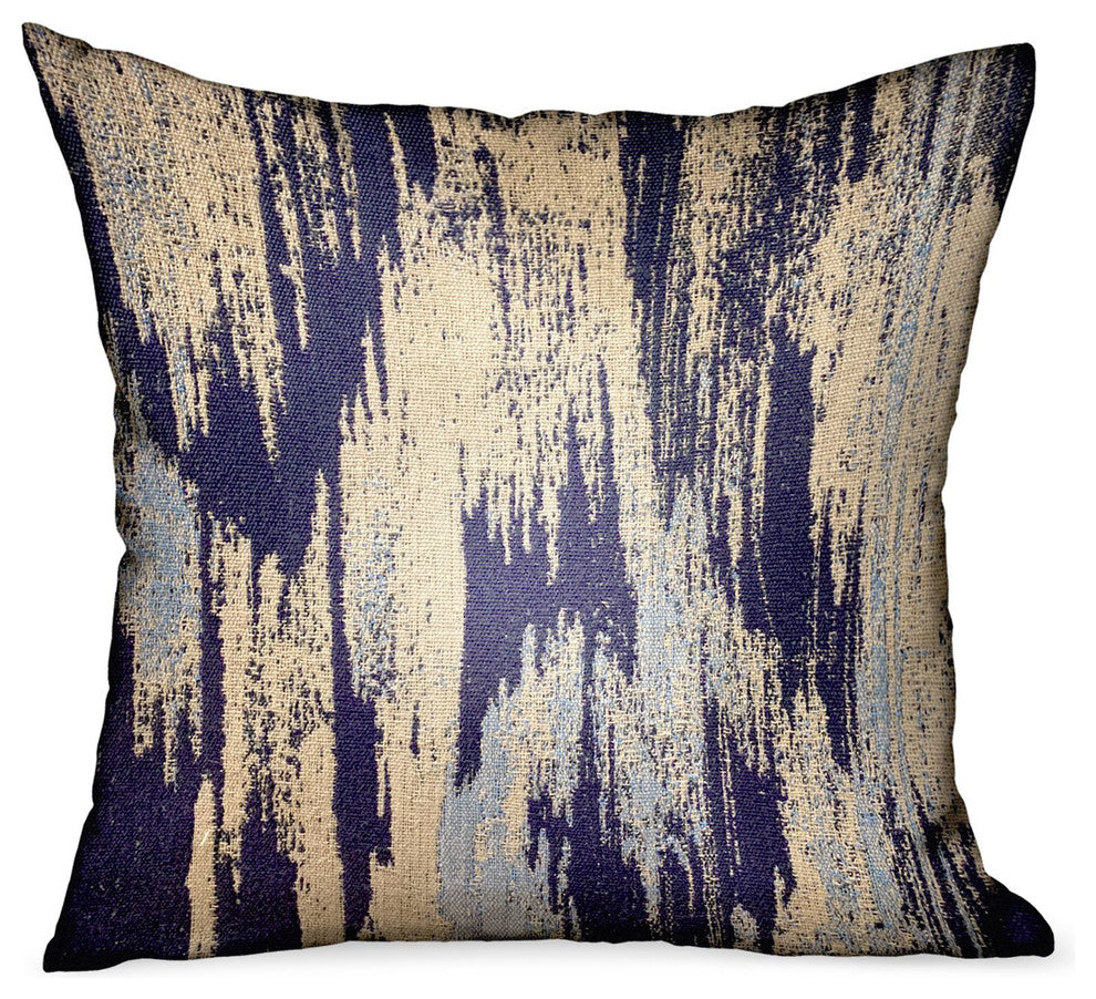 Plutus Ocean Avalanche Blue Ikat Luxury Outdoor/Indoor Throw Pillow, 20"x20"