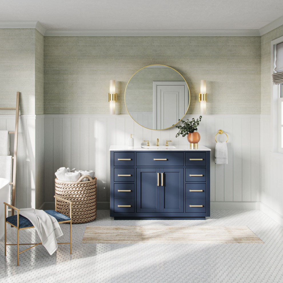 The Yukon Bathroom Vanity, Royal Blue, 48", Single Sink, Freestanding