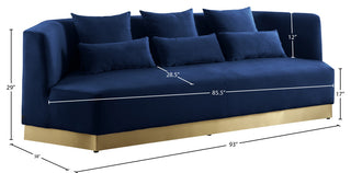 Marquis Velvet Upholstered Set, Navy, Sofa