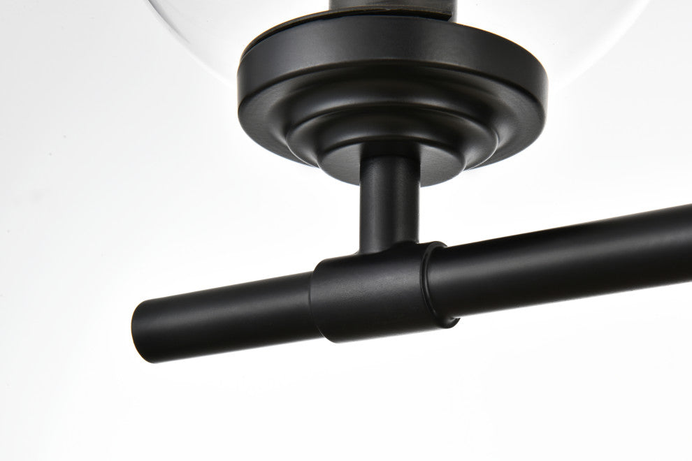 3 Light Black And Clear Bath Sconce