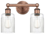 Hadley 2-Light 14" Bath Vanity Light, Antique Copper Finish, Clear Shade