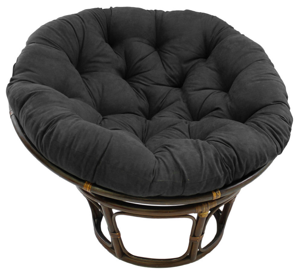 44" Solid Micro Suede Papasan Cushion, Fits 42" Papasan Frame, Black