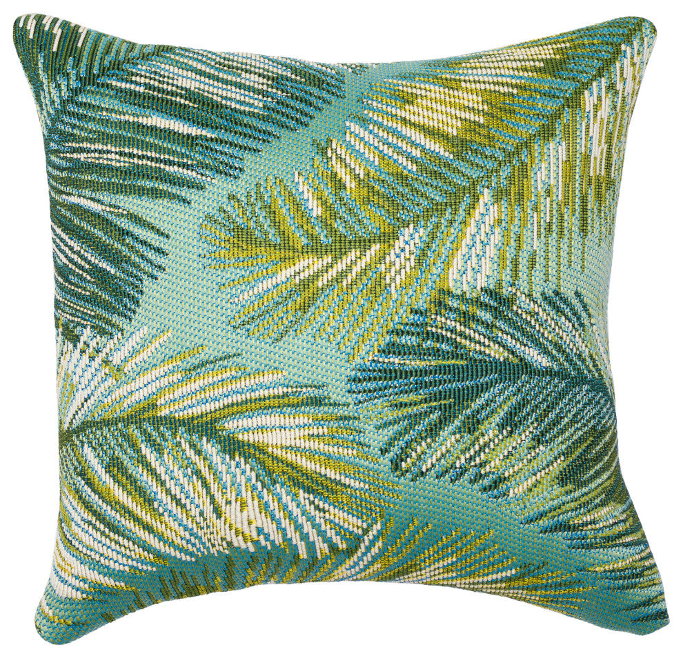 Marina Palm Border Indoor/Outdoor Pillow Aqua 18"x18"