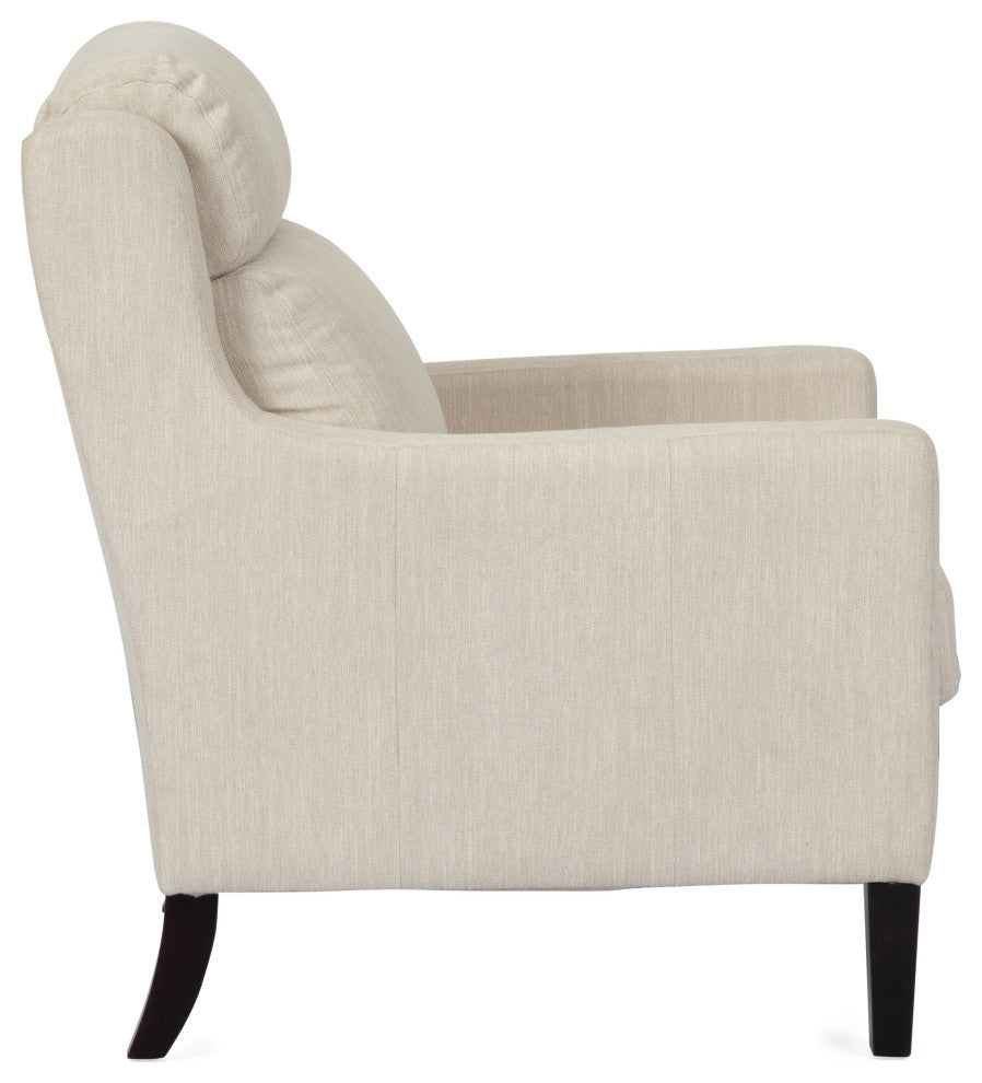 Anson Pillow Tufted Club Chair, Beige/Dark Brown, Fabric