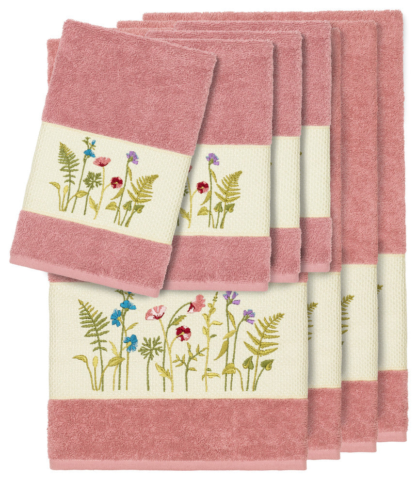 Serenity 8-Piece Embellished Towel Set, Tea Rose