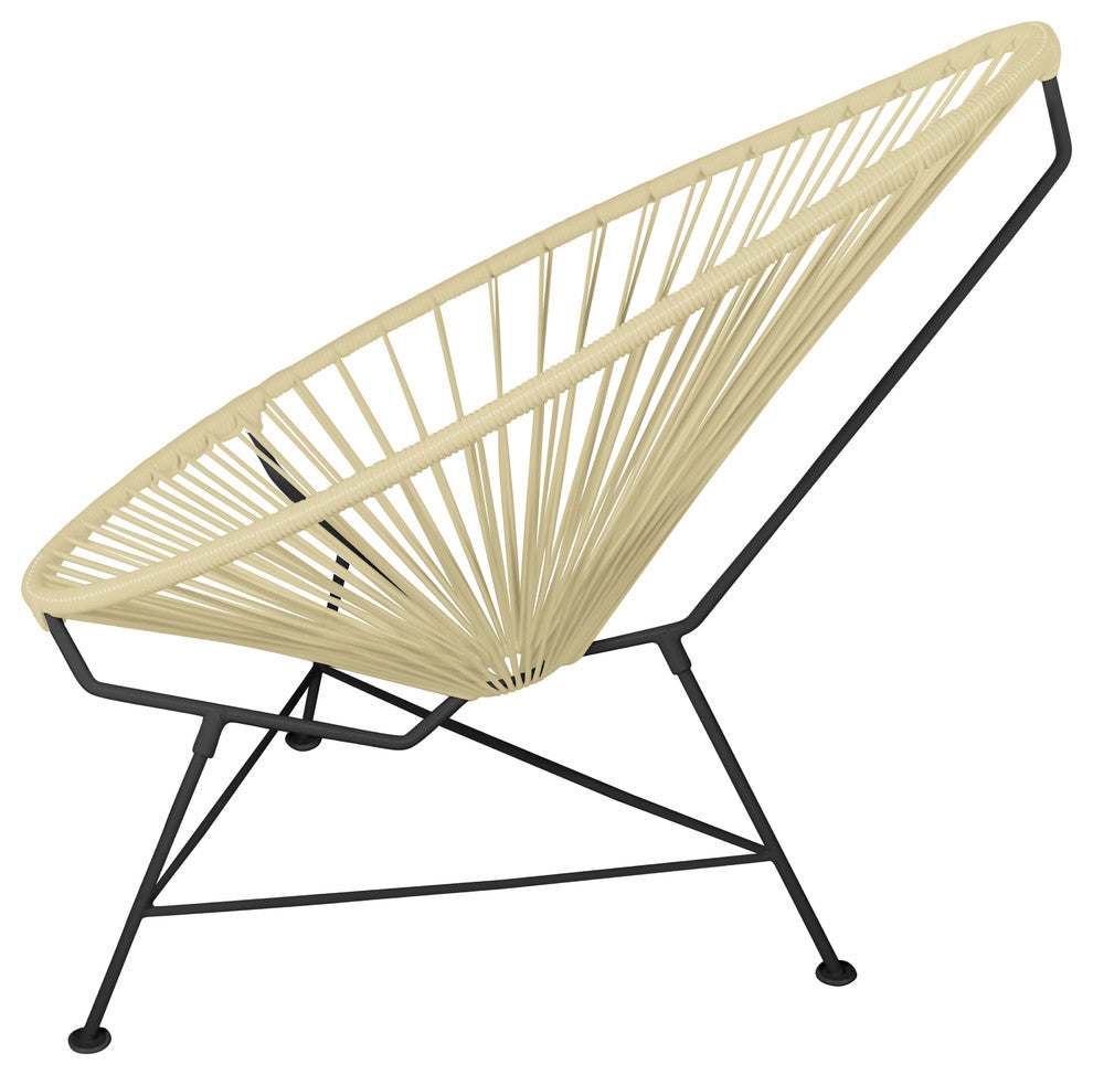 Junior Indoor/Outdoor Handmade Acapulco Chair, Ivory Weave, Black Frame