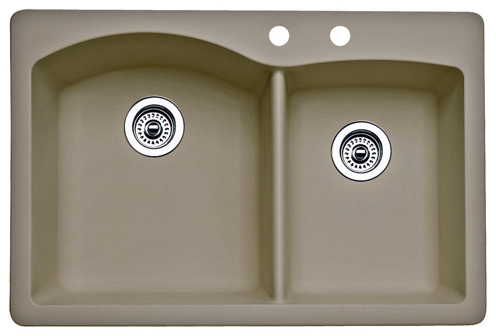 Blanco 441283-2 Diamond 33"x22" Granite Double Bowl Kitchen Sink, Truffle
