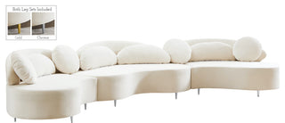 Vivacious Velvet Upholstered 3-Piece Sectional, Cream
