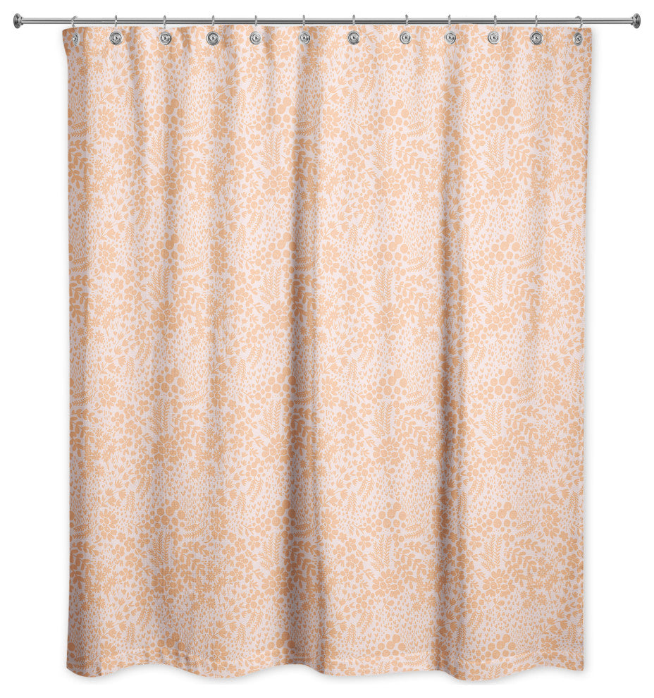 Orange Dainty Floral 71x74 Shower Curtain