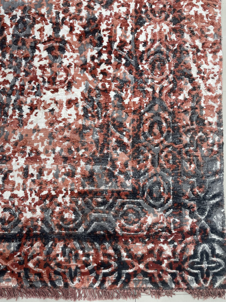 Hand-Knotted Wool Ivory/Red Transitional Modern Modern Rug, 7' X 9'