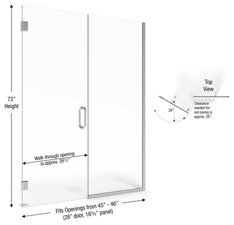 Basco CELA-935-46-72CL Celesta 72"H x 46"W Pivot Frameless Shower - Chrome