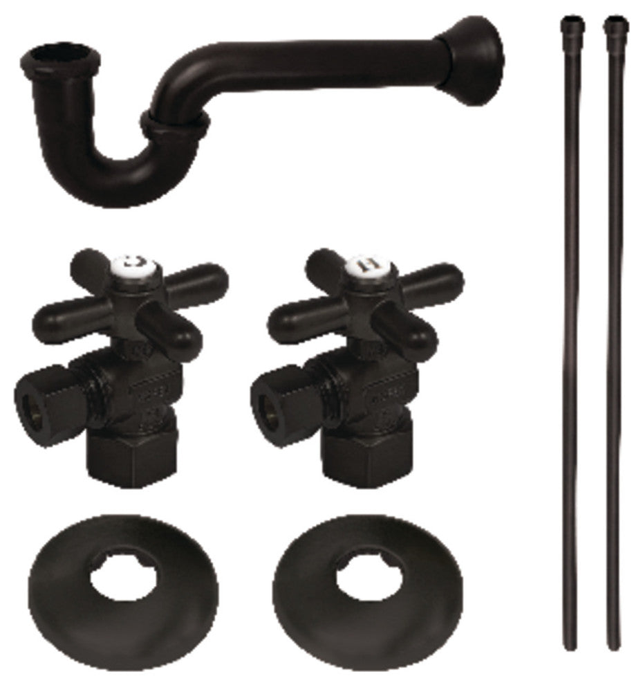Plumbing Supply Kit, 1-1/2" P-Trap-1/2" IPS Inlet x 3/8" Comp Oulet, Matte Blk