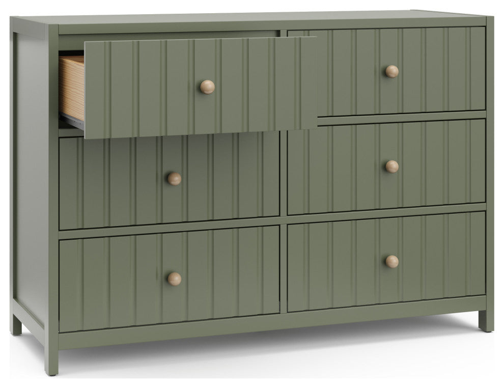 Graco Teddi 6 Drawer Double Dresser, Olive