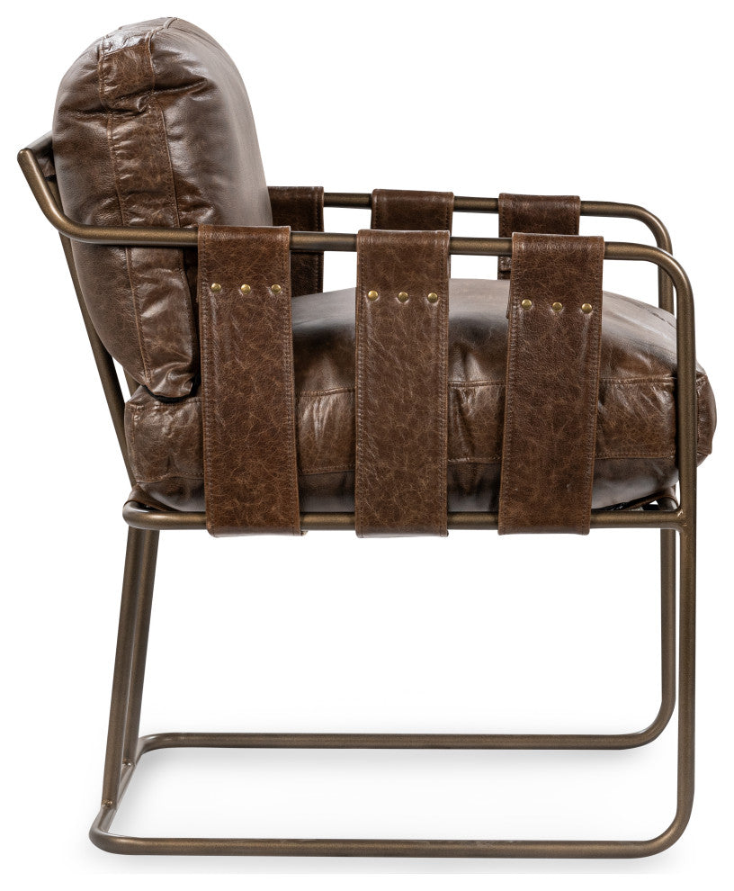 Strapling Leather Dining Chair, Cocoa Brown