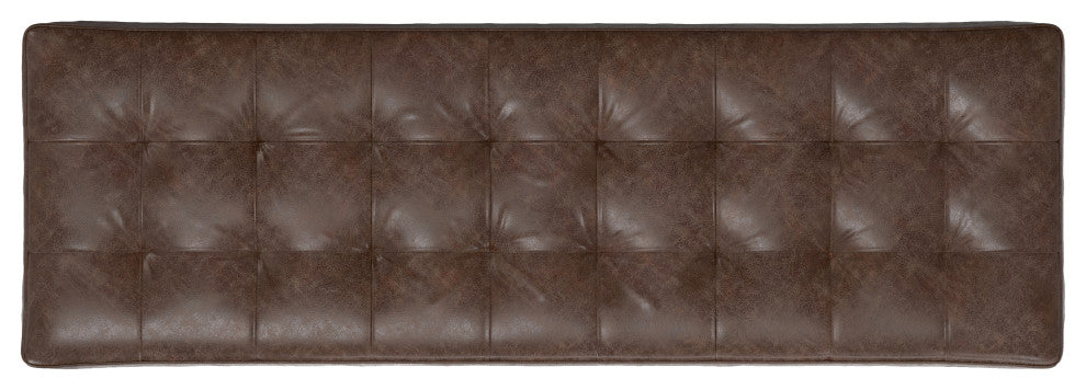 Penelope Leather Ottoman Bench, Brown