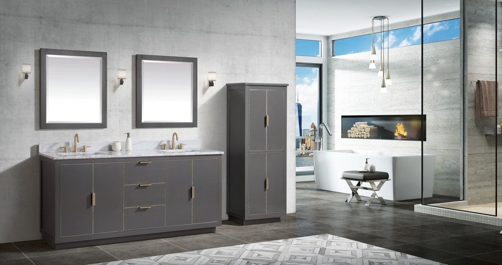 Avantiy Austen 72" Vanity Only, Twilight Gray With Matte Gold Hardware