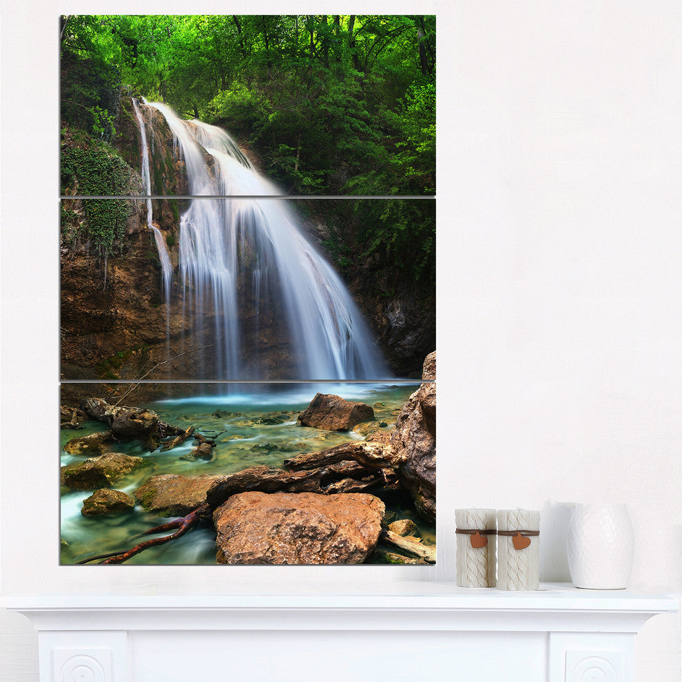"Djur Djur Waterfall" Photography Metal Wall Art, 3 Panels, 28"x36"