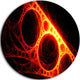 Red Metal Construction, Abstract Digital Art Round Metal Wall Art, 23"