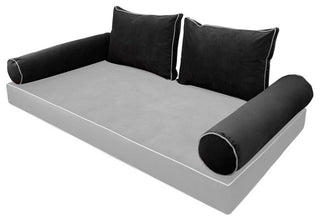 STYLE V1 Full Velvet ContrastPipe Indoor Daybed Bolster Pillow |COVER ONLY|AD350