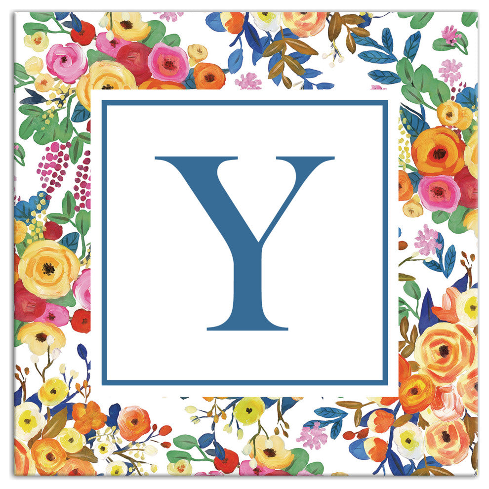 Wildflower Monogram - Y 12x12 Canvas Wall Art