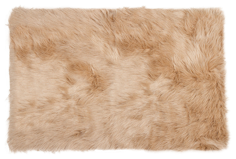 Hudson Faux Sheepskin Rug, Tan, 5'x8'