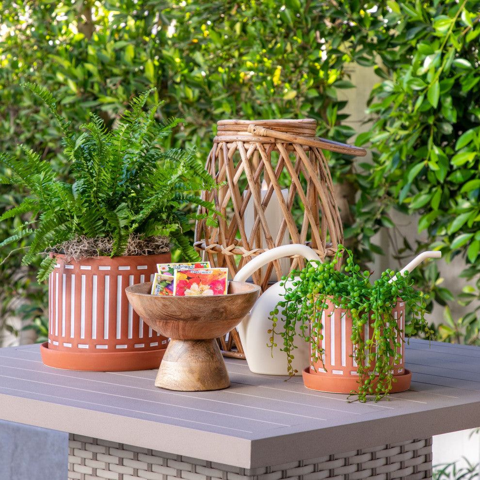 2-Piece Set Terracotta Planters With Saucer Orange