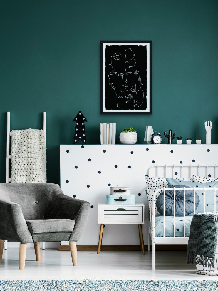 "Line Face Illusion" Framed Painting Print, 16x24