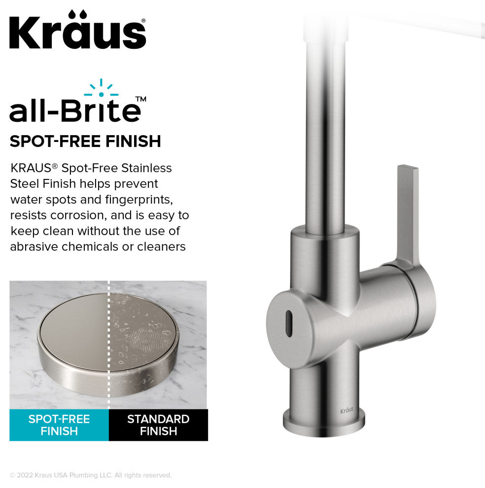 Britt Commercial Style 3-Function Pull-Down 1-Handle 1-Hole Kitchen Faucet, Spot Free Stainless Steel (Touchless Ksf-1691sfs)
