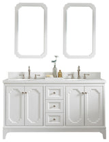 60" Wide Pure White Double Sink Quartz Carrara Bathroom Vanity
